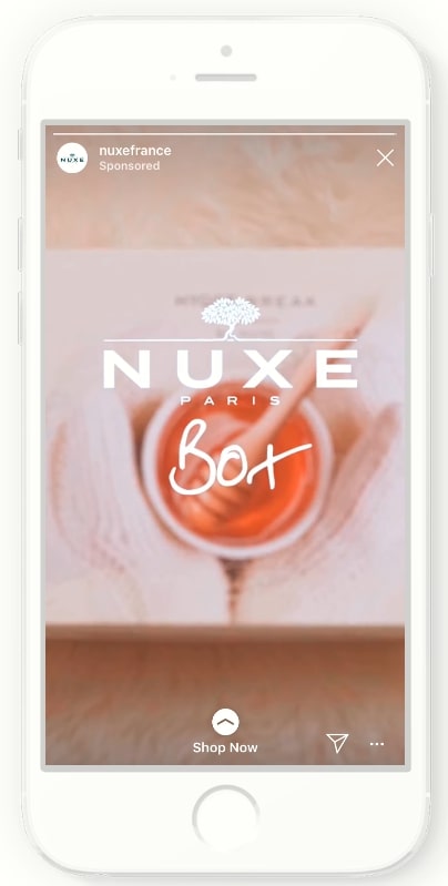 フランスの化粧品ブランド「NUXE」は、Instagramストーリーズ広告用のストップモーションビデオを作成し、広告キャンペーンを展開。広告費用対効果が6.2倍という大幅な改善に成功した。