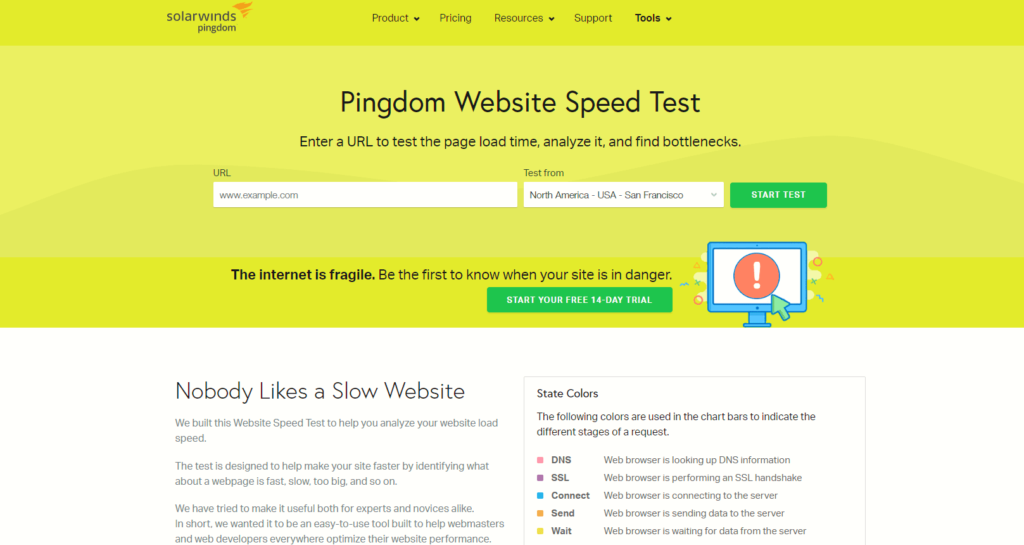 SEO対策ツール:Pingdom Website Speed Test